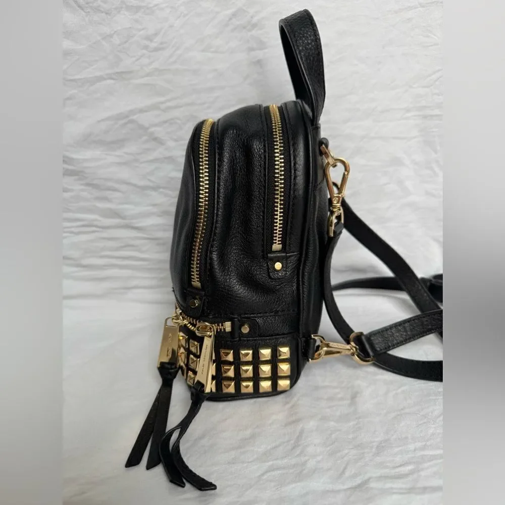 Michael Kors Mini Rhea Black Studded Backpack - Picture 2 of 6